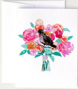 Raven Garden Bird Blank Card