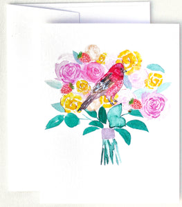 Rosefinch Garden Bird Blank Card