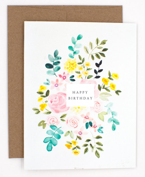 Pastel Floral Happy Birthday Card