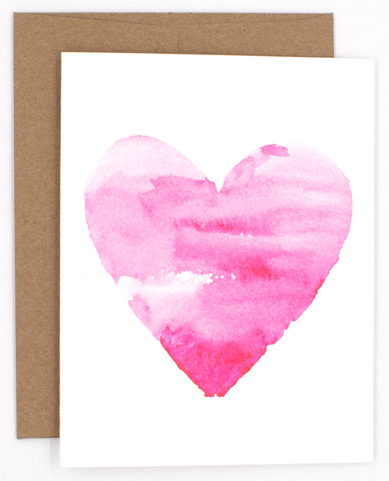 Pink Watecolor Heart Card