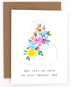 White Floral Wedding Cake Card